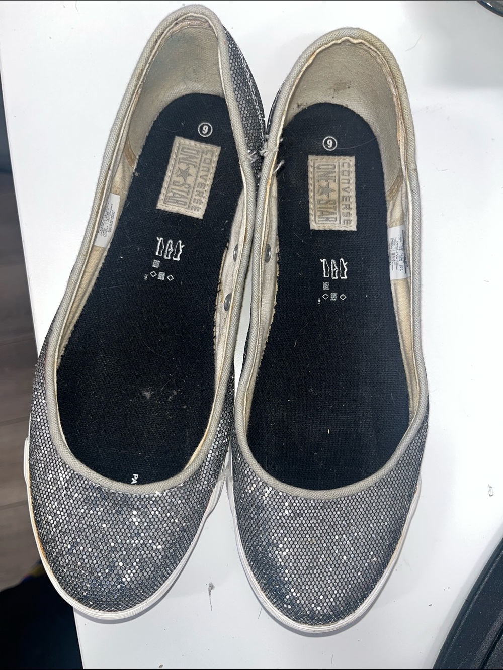 Converse Women’s Silver Sparkle Slip-On Flats